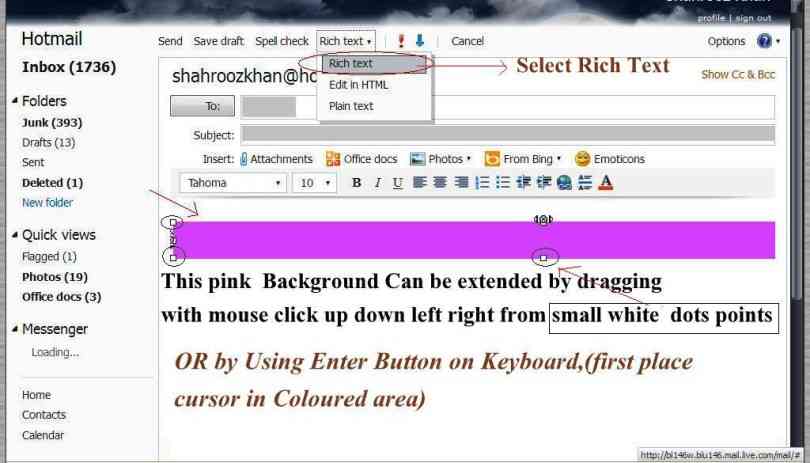 Creating Email With Plain Colorful Background Having Text and Images ...